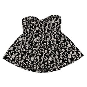 Urban Outfitters Pins and Needles Black and White Strapless Peplum Top
